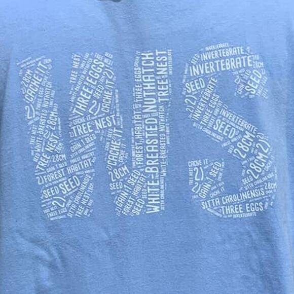 Wingspan Inspired Womens Large Watercolor White Breasted Nuthatch Upcycled Tee - Picture 4 of 4